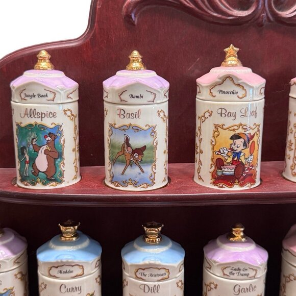 Walt Disney Spice Jar Set Lenox 1995 Salt Pepper Shakers EUC Vintage 26 Set - Picture 9 of 16